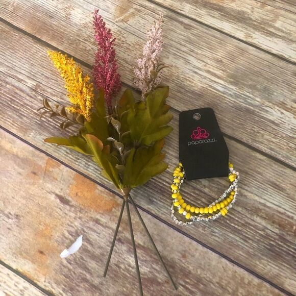 paparazzi Jewelry - Silver and yellow triple bracelet